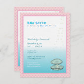 海の下で赤ちゃん女の子シャワー発表パール 招待状 (正面/裏面)