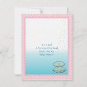 海の下で赤ちゃん女の子シャワー発表パール 招待状 (裏面)