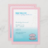 海の下で赤ちゃん女の子シャワー発表パール 招待状 (正面/裏面)