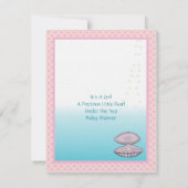 海の下で赤ちゃん女の子シャワー発表パール 招待状 (裏面)