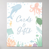 海の下で赤ちゃん海シャワーカードとギフト ポスター (正面)