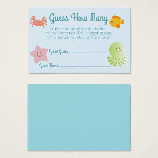 海の下で赤ん坊のシャワーは何枚のカードを推測 (正面&裏面)