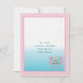 海の下で赤ん坊の女の子のシャワーのアナウンスのライト 招待状 (裏面)