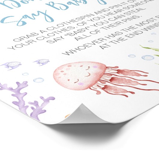 海の下で赤ん坊シャワーベビーと言わない ポスター (角)