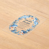 海の下で青い海生き物の赤ちゃんシャワー アクリル招待状 (レイダウン)