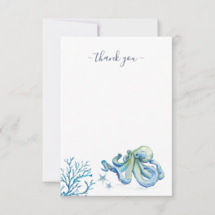 海の下で青タコありがとう サンキューカード