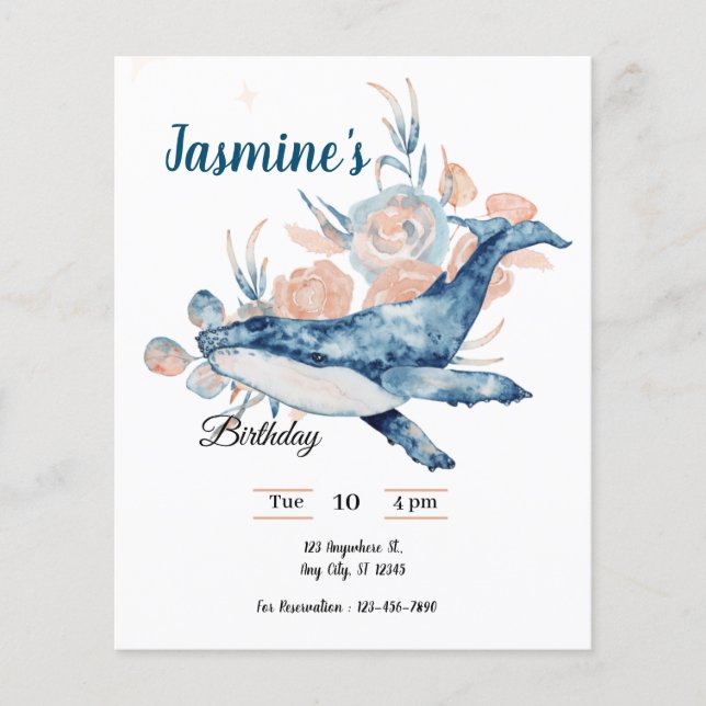 海の下で青ビーチクジラの赤ちゃんシャワー (正面)