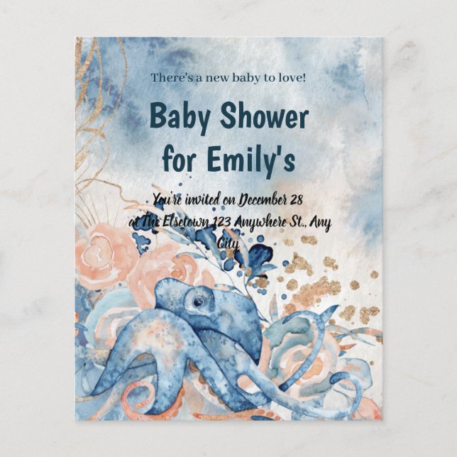 海の下で青ビーチクジラの赤ちゃんシャワー (正面)