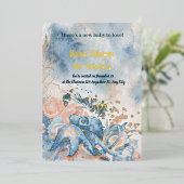 海の下で青ビーチクジラの赤ちゃんシャワー 箔招待状 (立ち正面)
