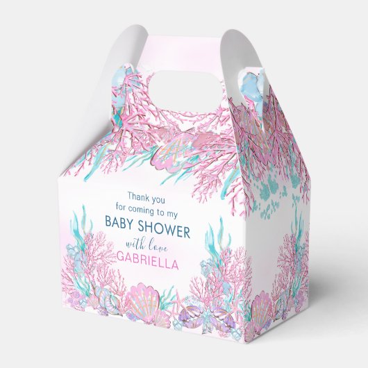 海の下で魅力的なベビーシャワーありがとう フェイバーボックス (裏面サイド)