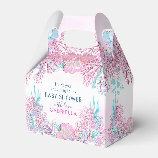 海の下で魅力的なベビーシャワーありがとう フェイバーボックス (正面サイド)