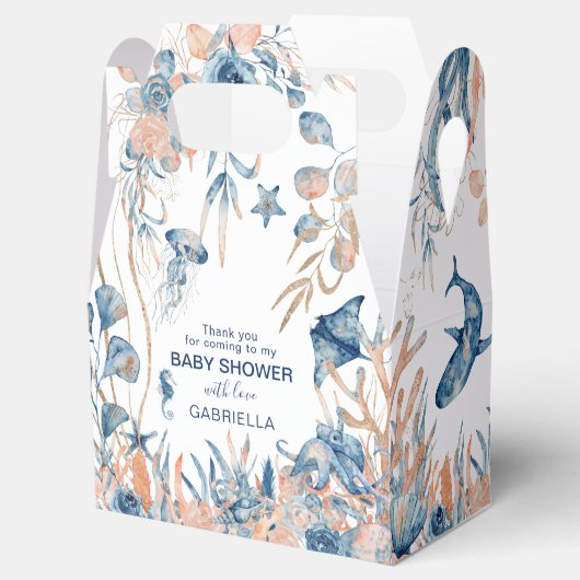 海の下で魅力的なベビーシャワーありがとう フェイバーボックス (オープン)