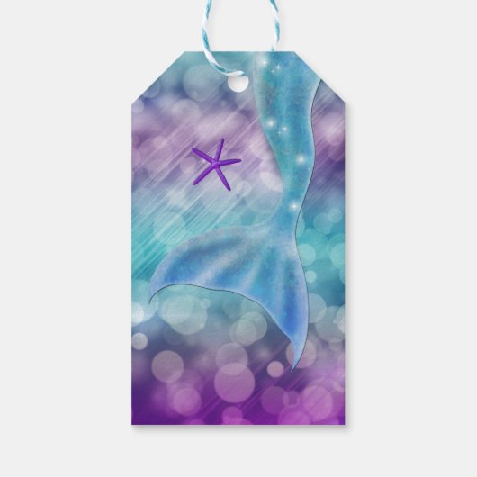 海の下で魅惑された人魚の尾パーティー ギフトタグ (裏面)