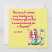 海の下で魔法の人魚の女の子の写真誕生日 サンキューカード (裏面)