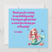 海の下で魔法の人魚の女の子の写真誕生日 サンキューカード (裏面)