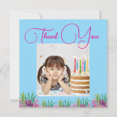 海の下で魔法の人魚の女の子の写真誕生日 サンキューカード (正面)