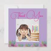 海の下で魔法の人魚の女の子の写真誕生日 サンキューカード (正面)