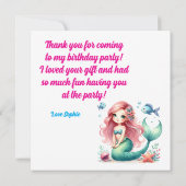 海の下で魔法の人魚の女の子の写真誕生日 サンキューカード (裏面)