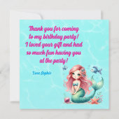 海の下で魔法の人魚の女の子の写真誕生日 サンキューカード (裏面)