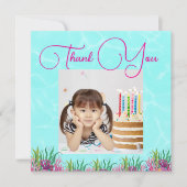 海の下で魔法の人魚の女の子の写真誕生日 サンキューカード (正面)