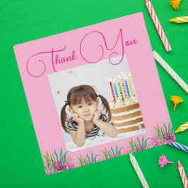 海の下で魔法の人魚の女の子の写真誕生日 サンキューカード