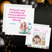 海の下で魔法の人魚の女の子の写真誕生日 サンキューカード