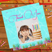 海の下で魔法の人魚の女の子の写真誕生日 サンキューカード