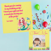 海の下で魔法の人魚の女の子の写真誕生日 サンキューカード