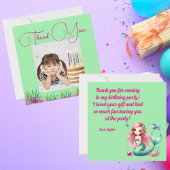 海の下で魔法の人魚の女の子の写真誕生日 サンキューカード