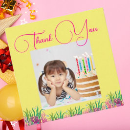 海の下で魔法の人魚の女の子の写真誕生日 サンキューカード