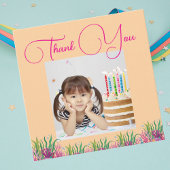 海の下で魔法の人魚の女の子の写真誕生日 サンキューカード
