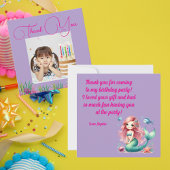 海の下で魔法の人魚の女の子の写真誕生日 サンキューカード