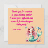 海の下で魔法の人魚の女の子の写真誕生日 サンキューカード (裏面)