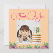 海の下で魔法の人魚の女の子の写真誕生日 サンキューカード (正面)