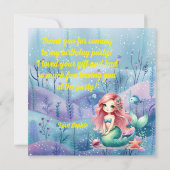 海の下で魔法の人魚の女の子の写真誕生日 サンキューカード (裏面)