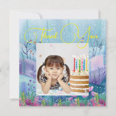 海の下で魔法の人魚の女の子の写真誕生日 サンキューカード (正面)