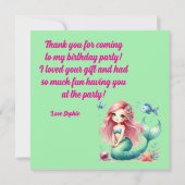 海の下で魔法の人魚の女の子の写真誕生日 サンキューカード (裏面)