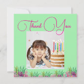 海の下で魔法の人魚の女の子の写真誕生日 サンキューカード (正面)