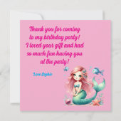 海の下で魔法の人魚の女の子の写真誕生日 サンキューカード (裏面)