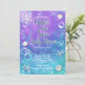 海の下で魔法の紫のティール(緑がかった色)赤ちゃんシャワー 招待状 (スタンド正面)