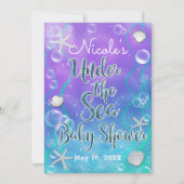 海の下で魔法の紫のティール(緑がかった色)赤ちゃんシャワー 招待状 (裏面)