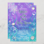海の下で魔法の紫のティール(緑がかった色)赤ちゃんシャワー 招待状 (正面/裏面)