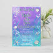 海の下で魔法の紫の双子の赤ちゃんシャワー 招待状 (スタンド正面)