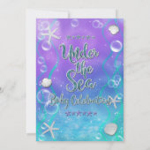 海の下で魔法の紫の双子の赤ちゃんシャワー 招待状 (裏面)