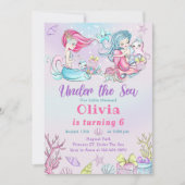 海の下で魔法人魚の誕生日パーティー 招待状 (正面)
