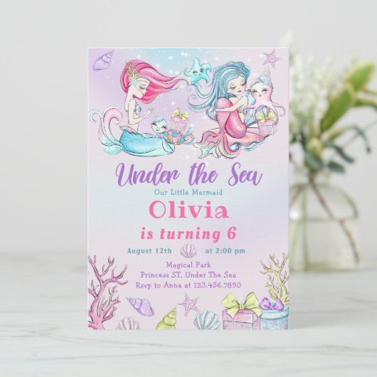海の下で魔法人魚の誕生日パーティー 招待状 (スタンド正面)