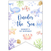 海の下で１歳の誕生日 Oneder The Sea バンティングフラッグ (第3の旗)
