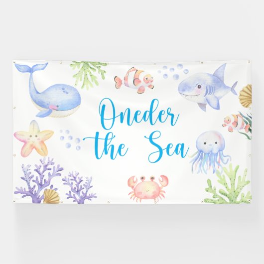 海の下で1歳の誕生日 Oneder The Sea 横断幕 (横)