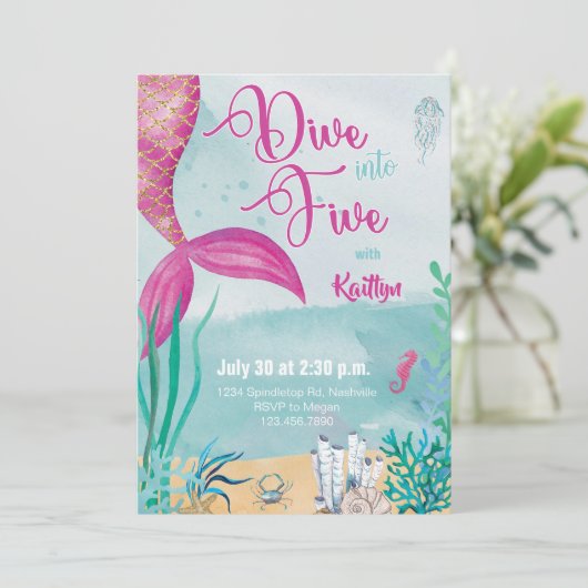 海の下で5人の人魚に飛び込む誕生日 招待状 (スタンド正面)
