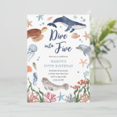 海の下で5歳の誕生日を祝おう！マリンシリーズ 5歳の誕生日 招待状 (スタンド正面)